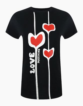Love Moschino Womens Love Moschino Heart Design Black T-Shirt Women - Size: 18/16