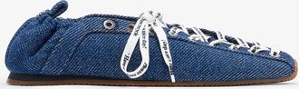 Ganni Navy Sporty Ballerina in Denim - Size 36 Organic Cotton