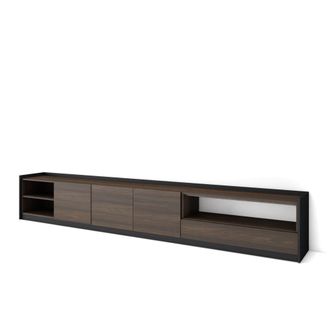 Skraut Home Mueble tv efecto madera roble oscuro y negro 310x37x50cm