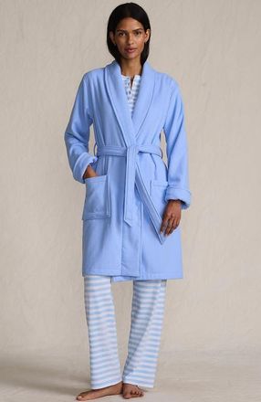 Lands End Cotton Terry Knee Length Spa Bath Robe in Clear Blue Sky at Nordstrom, Size X-Large