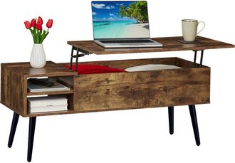 Relaxdays Tavolino Relaxdays multifunzionale con spazio, H x L x P: 46 x 100 x 40 cm, ribaltabile, 2 scomparti, stile industriale
