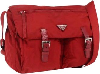 Prada Pre-owned Cross Body Bags, female, Red, Size: ONE SIZE Pre-owned Vintage Nylon Shoulder Bag