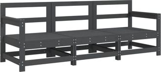 vidaXL 3 Piece Garden Lounge Set Grey Solid Wood Pine Vidaxl