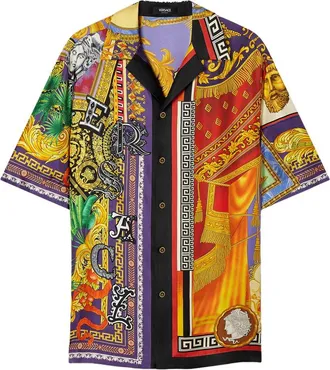 Versace Buttoned Graphic-print Shirt