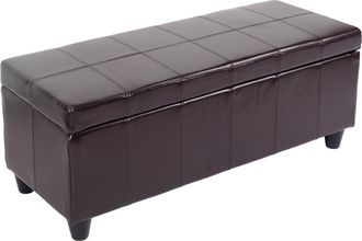 Hhg Hhg - Nunca Usado] Banco Ba&uacute;l Kriens, Cuero + Polipiel, 112x45x45cm Certificado Mvg, Marr&oacute;n