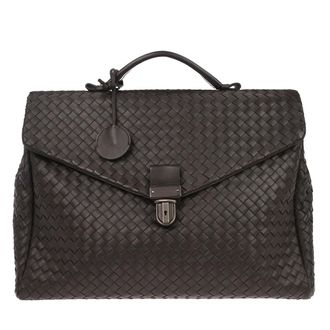 Bottega Veneta Envelope Briefcase Intrecciato Nappa Brown Leather Briefcase Bag (Pre-Owned)