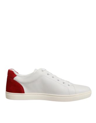 Dolce & Gabbana White Red Leather Low Top Men Sneakers Mens Shoes