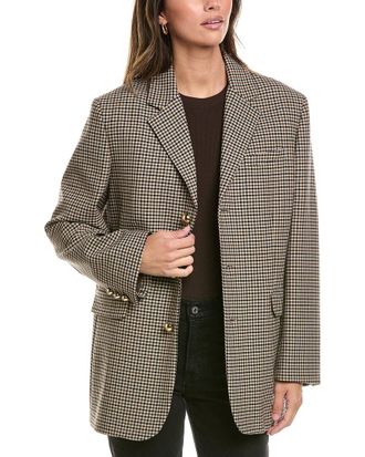 Frame Denim The Houndstooth Wool-Blend Blazer