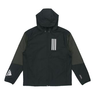 adidas WND Casual Sports hooded Windproof Jacket Black GF4023