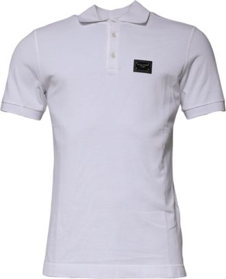 Dolce & Gabbana Mens Short Sleeve Polo Shirt - White Cotton - Size EU 50 (Mens)