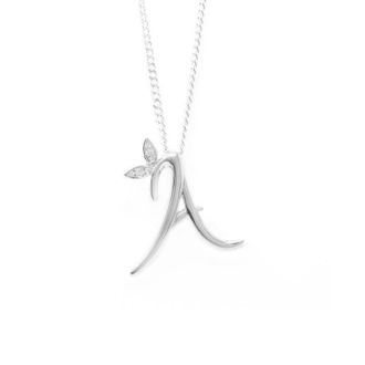 Say It With Winged Diamond Initial Necklace - Sterling Silver - A/18 | Size: 18 inches