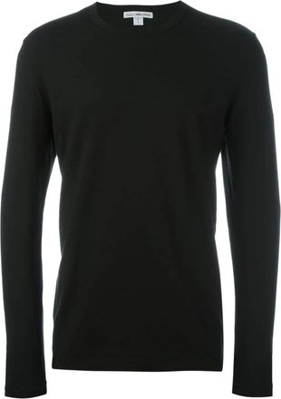 James Perse Pima Katoenen Crew Neck T-Shirt - Heren - Longsleeves - Zwart - M - Katoen - Tops