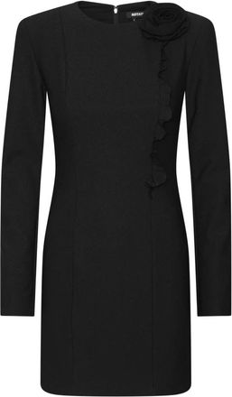 Rotate Rotate Birger Christensen - Mini Floral Ruffle Crepe Jurk - Dames - Jurken - Zwart - Maat: XS Poliester