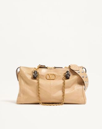 Valentino Garavani Borsa A Spalla Valentino Garavani Panthea In Nappa Motivo Chevron Donna GOLD BEIGE UNI