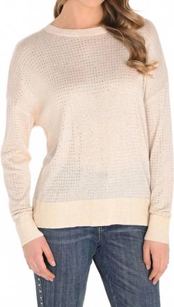 Frank Lyman Design Womens Crew Neck Crystal Top In Beige