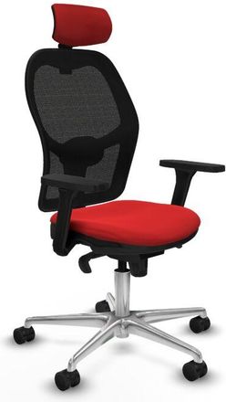 Piqueras y Crespo Piqueras Y Crespo - Jorquera Sincro Malla Negra Similpiel Rojo Brazos 3d Base Aluminio Cabecero 2d Ruedas 65mm Nailon