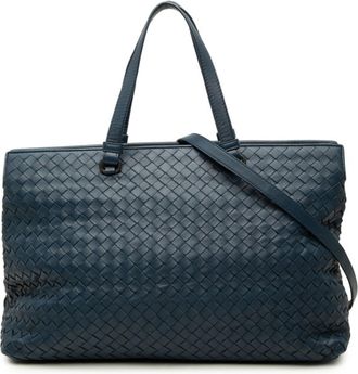 Bottega Veneta Navy Leather Shoulder Bag Tote Bag (Pre-Owned)