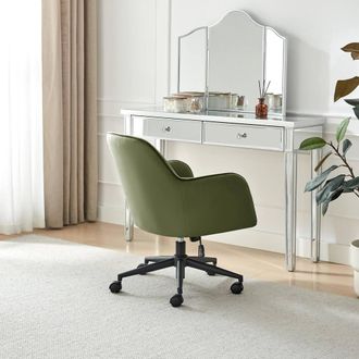 Furniturebox Vivienne Velvet Swivel Office Chair in Green