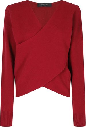 Federica Tosi Ruby Cross-Over V-Neck Wool-Blend Sweater