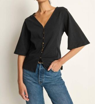 Nation Ltd Gisela Half Sleeve Top In Jet Black