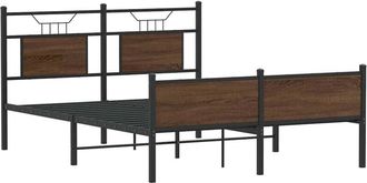 vidaXL Bed Frame without Mattress Brown Oak 140x200 cm Engineered Wood Vidaxl