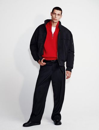 Calvin Klein Mens Rib 1/4 Zip Sweater - Red - 2XL