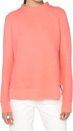 Kinross Cashmere Garter Funnel Sweater In Coral