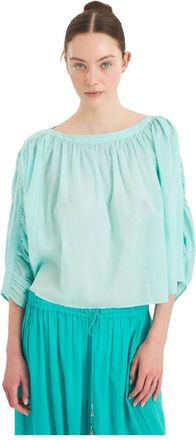 Antik Batik Fruti Top - Dames - Blouses - Blauw - S - Katoen - Overhemden