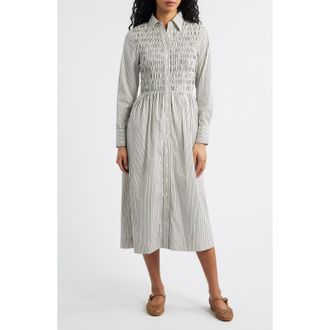 Madewell Smocked Poplin Midi Shirtdress in Classic Navy at Nordstrom, Size Xx-Small