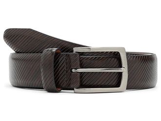 Johnston & Murphy Diagonal Etched Belt Mens Belts Dark Brown : 38, Leather