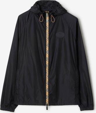 Burberry Checker-tape Nylon Hooded Jacket, Size: XXL