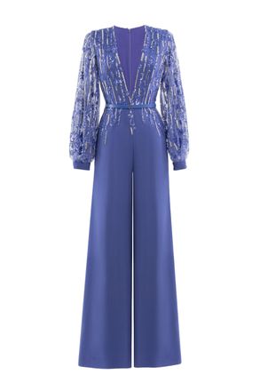 Saiid Kobeisy Crepe Beaded Jumpsuit