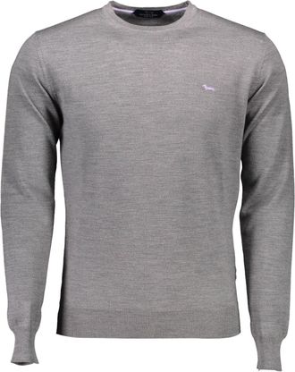 Harmont & Blaine Mens Crew Neck Jumper Knitwear - Grey Wool - Size X-Large