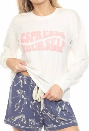 PJ Salvage Espresso Yourself Flannels Long Sleeve Top In Natural