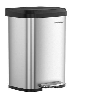 Songmics Cubo de basura de 50 l de 40,4 x 38 x 58,5 cm de color plata y negro