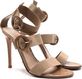 Gianvito Rossi Nude Double Buckle Strap Patent Leather Heels Size 36