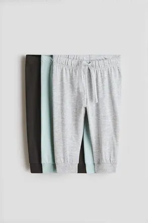 H&M 3-pack Cotton Jersey Joggers in Light Gray/turquoise at Nordstrom, Size Newborn