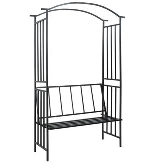 vidaXL Arco De Jard&iacute;n Con Banco Hierro Negro 128x50x207 Cm Vidaxl