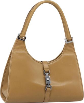 Gucci Piston Jackie O Hobo Leather Beige Leather Handbag (Pre-Owned)