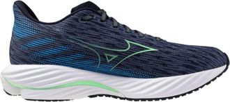 Mizuno Mens Wave Rider 28 Running Shoe In Vintage Indigo/ Neo Mint