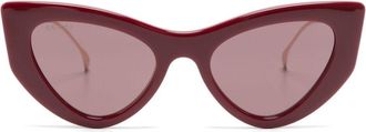Gucci Double G cat-eye sunglasses - women - Acetate/Metal - 52 - Red