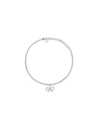 Self Portrait Tennis Necklace With Bow Pendant