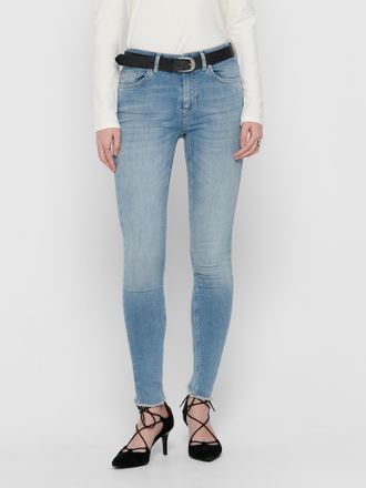 Only Ankle-Jeans ONLY ONLBLUSH MID SK AK RAW REA1467, Damen, Gr. XL (42), L&auml;nge 30, blau (light blau denim), Denim/Jeans, Obermaterial: 92% Baumwolle, 6% E