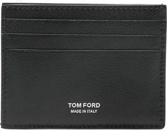 Tom Ford Supple Grain Leather Elongated T Line Card Holder With Centra