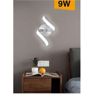 Trade Shop Trade Shop Traesio - Trade Shop - Applique Led Da Muro 9 Watt Curva Spirale Luce Naturale Fredda Calda E58 Bianca