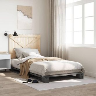 vidaXL Bed Frame without Mattress Grey 100x200 cm Solid Wood Pine Vidaxl