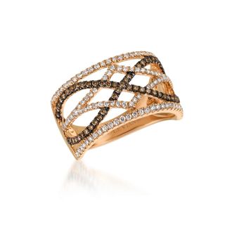 Le Vian Chocolatier Ring Vanilla Diamonds, Chocolate Diamonds set in 14K Strawberry Gold Ring Size 7 R22791BRN