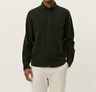 Les Deux Konrad Pinwale Corduroy Shirt In Duffle Bag Green
