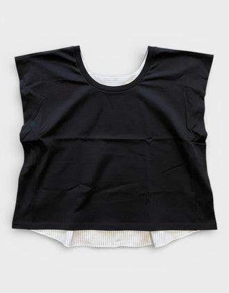 Maison Margiela Womens MM6 Sleeveless Cotton Pullover Stripes Shirt Black - Size: 10/8