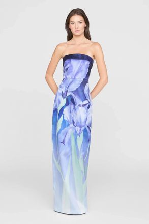 Theia Cyrilla Strapless Column Gown In Moonlight Bloom